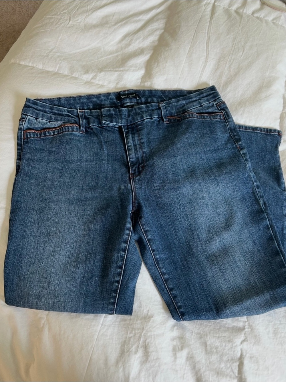 White House Black Market Dark Blue Crop Slim Fit Jeans Ankle Detail